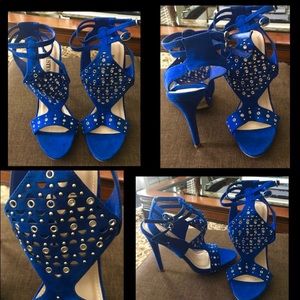 Royal blue suede heels -4 inches